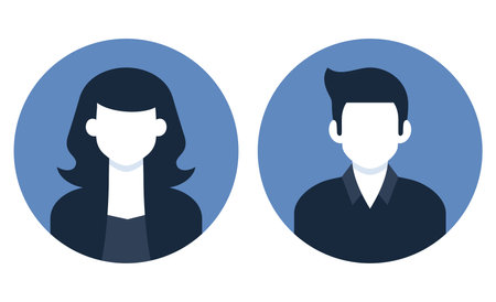 Man and woman avatar icon. Male and female face silhouettes. Serving as avatars or profiles for unknown or anonymous individuals. Social network vector illustrationのイラスト素材