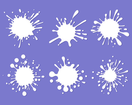 Natural whie milk splashes set. Milk blot and spot, cream drops and stains. White smudges vector illustrationのイラスト素材
