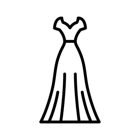 Dress line icon. Evening and cocktail black dress. Woman clothing. Silhouette apparel. Wedding dress Vector illustrationのイラスト素材