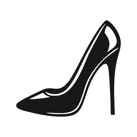 Womens high heels shoe icon black isolated on white background. Vector illustrationのイラスト素材