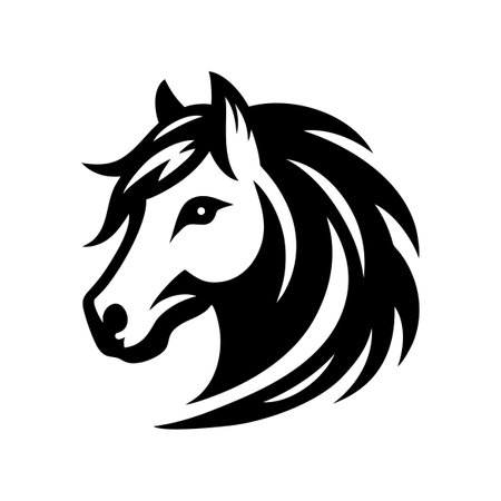 Black horse head silhouette icon. Rearing up horse side view. Vector illustrationのイラスト素材