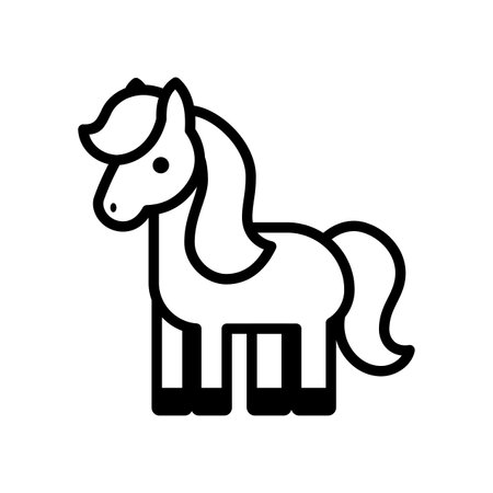 Cute brown horse line icon. Pony kawaii symbol. Cartoon character isolated on a white background. Vector illustrationのイラスト素材