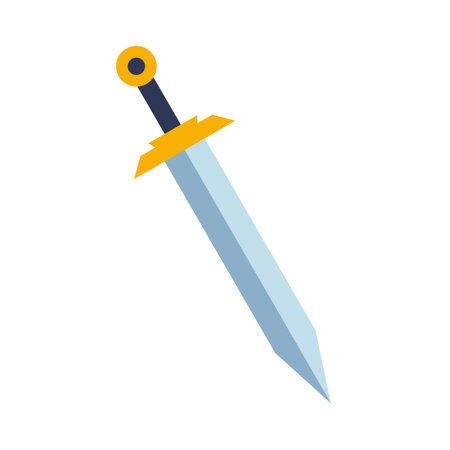 Magical cartoon steel sword, knight weapon or knife blade. Fantasy game weapon icon in flat style. Vector illustrationのイラスト素材
