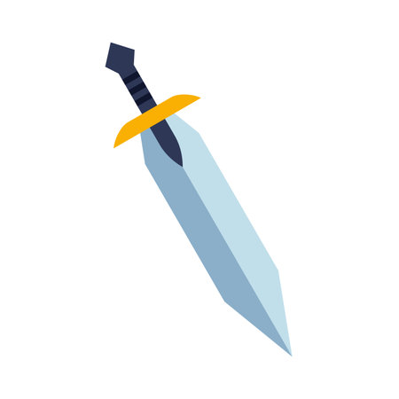 Magical cartoon steel sword, knight weapon or knife blade. Fantasy game weapon icon in flat style. Vector illustrationのイラスト素材