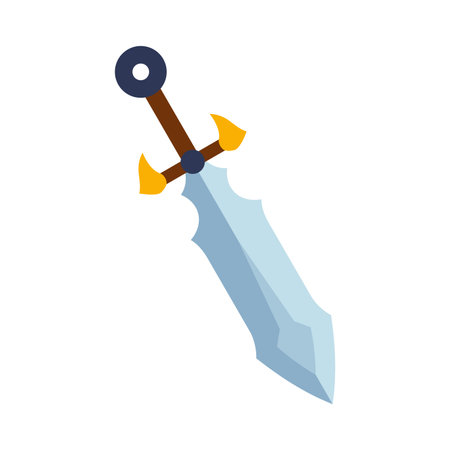 Magical cartoon steel sword, knight weapon or knife blade. Fantasy game weapon icon in flat style. Vector illustrationのイラスト素材