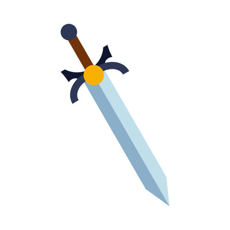Magical cartoon steel sword, knight weapon or knife blade. Fantasy game weapon icon in flat style. Vector illustrationのイラスト素材