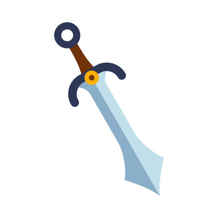 Magical cartoon steel sword, knight weapon or knife blade. Fantasy game weapon icon in flat style. Vector illustrationのイラスト素材