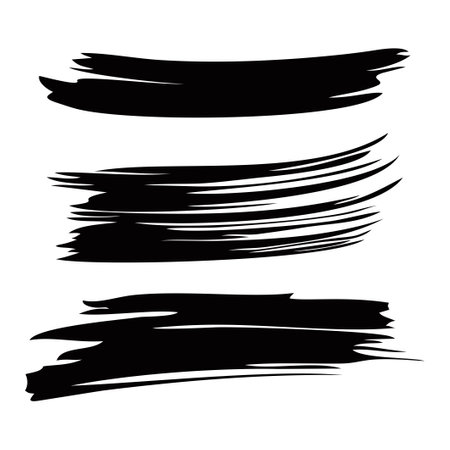 Brush strokes. Vector paintbrush set, brush strokes templates. Grunge design elements. Dirty distress texture banners. Grungy painted objects.のイラスト素材