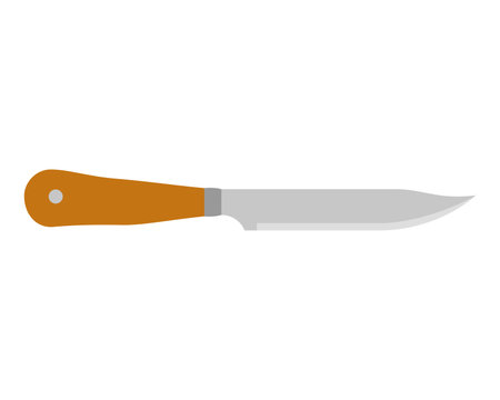 Kitchen knife cutter with handle and sharp blade in flat style. Knife icon steel vector kitchenware cooking equipmentのイラスト素材