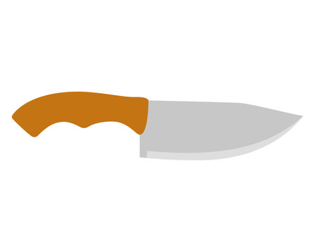 Kitchen knife cutter with handle and sharp blade in flat style. Knife icon steel vector kitchenware cooking equipmentのイラスト素材