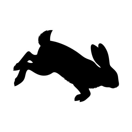Silhouette of a leaping rabbit in motionのイラスト素材