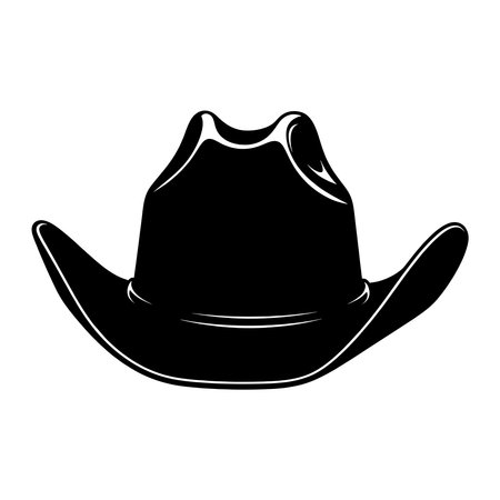 Black wide-brimmed cowboy hat design with white detailing.のイラスト素材