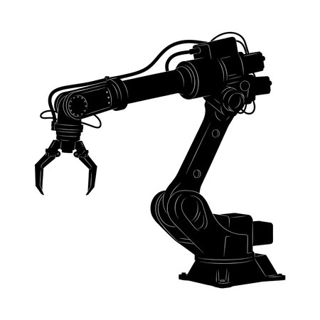 Advanced industrial robot arm with claw for precision automation tasks.のイラスト素材