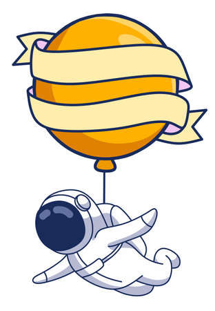 Cute Astronaut flying cartoon illustrationのイラスト素材