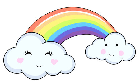 Cute Rainbow happy cartoon illustrationのイラスト素材