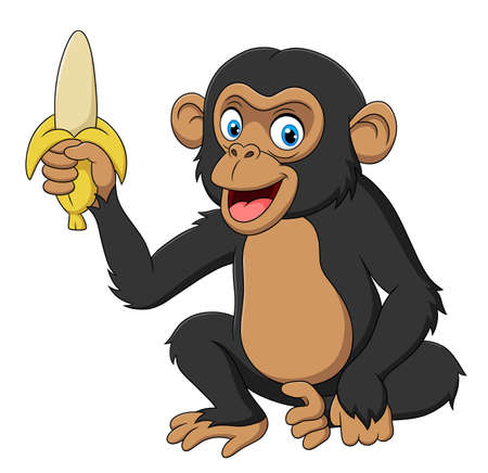 Cute Chimpanzee animal cartoon vector illustrationのイラスト素材