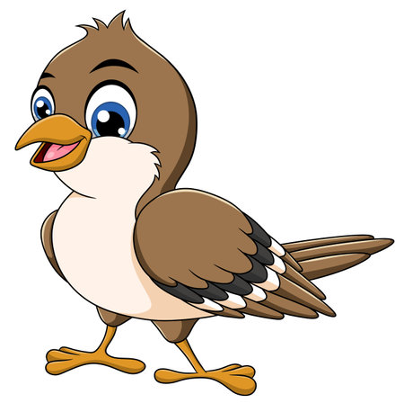 Cute Sparrow bird cartoon vector illustrationのイラスト素材