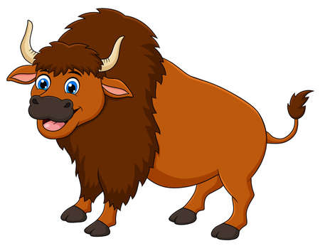Cute Bison animal cartoon vector illustrationのイラスト素材