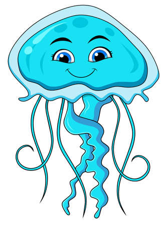 Cute Jellyfish cartoon vector illustrationのイラスト素材