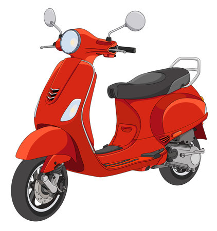 Vector illustration of Red Scooter cartoonのイラスト素材