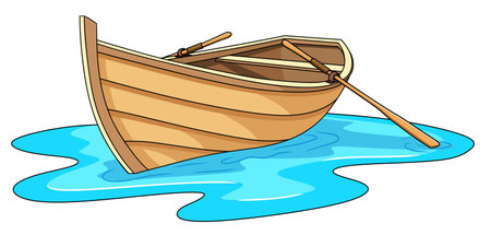 Wooden Boat cartoon vector illustrationのイラスト素材