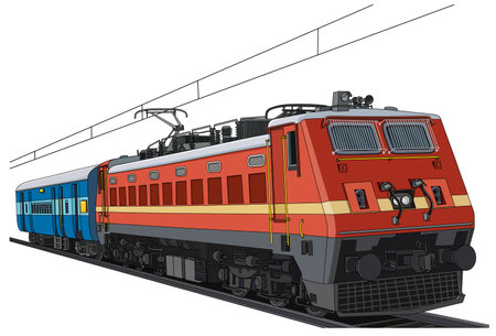 Indian Train cartoon vector illustrationのイラスト素材