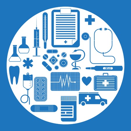Vector set of flat medical iconsのイラスト素材