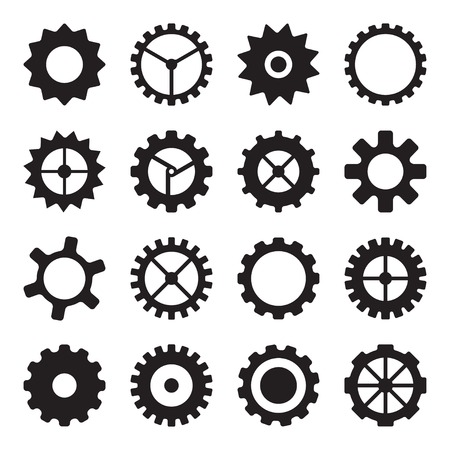 Set of cogwheels, pinions and gearsのイラスト素材