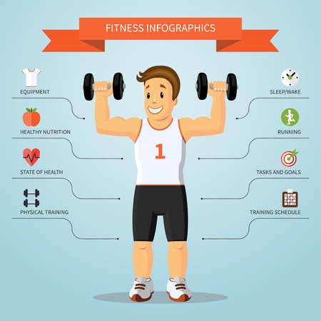 Fitness infographics concept. Vector illustrationのイラスト素材
