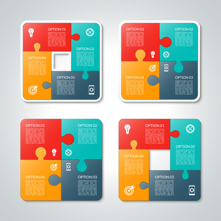 Set of vector square puzzle business infographic templates.のイラスト素材