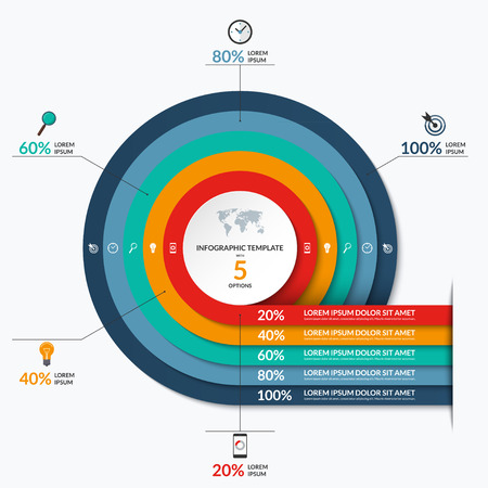 Circle Infographic Template Vector Banner With 5 Options 20 40