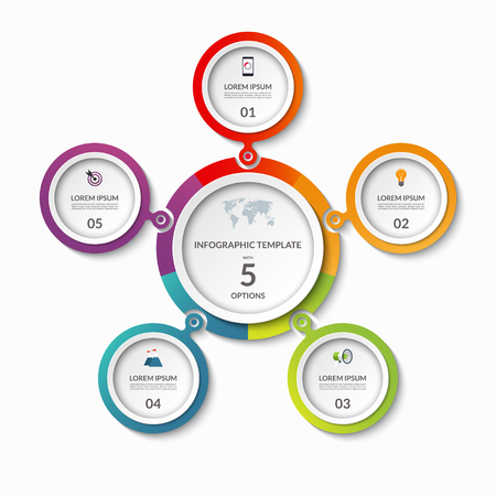 Infographic banner with 5 optionsのイラスト素材