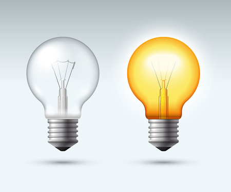 Light bulb. Switched on and off. Vector illustrationのイラスト素材