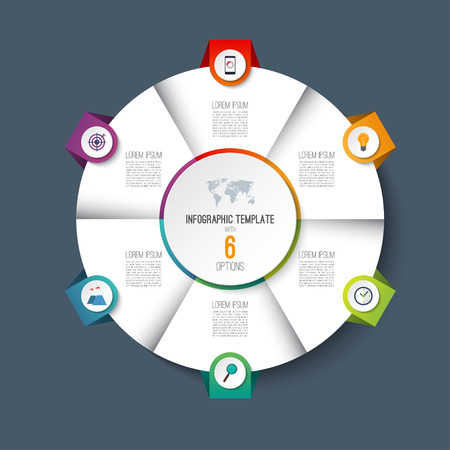 Infographic pie chart circle with 6 options.のイラスト素材