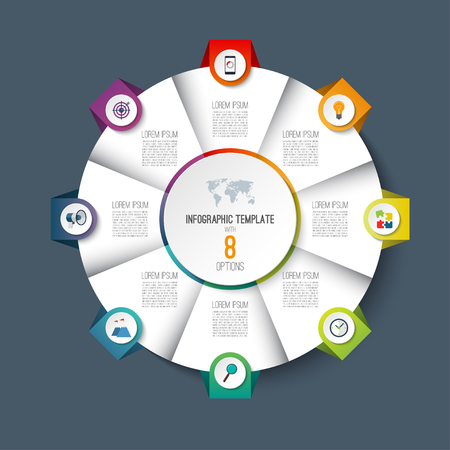 Infographic pie chart circle with 8 options.のイラスト素材