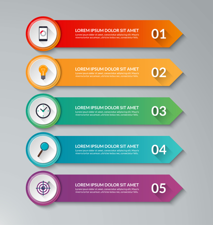 Infographic design template with 5 arrowsのイラスト素材