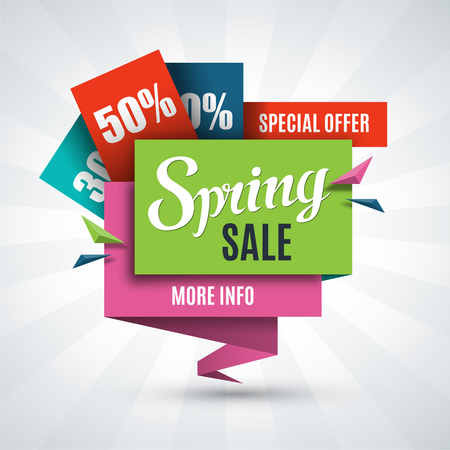 Spring sale sticker. Special offer concept. Discount label. Best offer tag. Up to 50 percent off.のイラスト素材