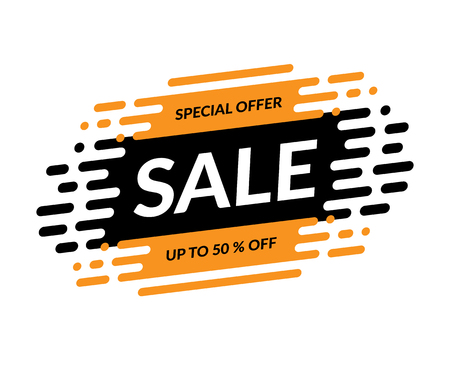 Sale banner. Special offer, mega sale design. Up to 50 percent off. Vector illustration.のイラスト素材