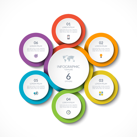 Infographic circular template with 6 options. Vector illustration.のイラスト素材