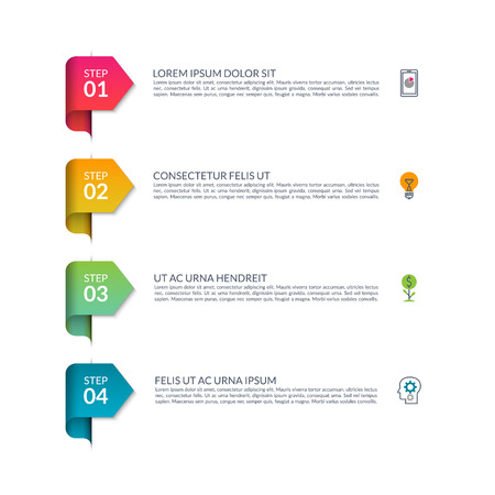 Vector infographic arrows. Set of 4 simple elements for business infographics, presentation, brochure, chart, report, diagram, timeline.のイラスト素材