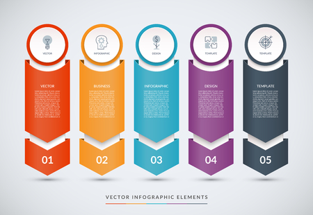 Vector infographic design template in the form of paper arrows pointing down. Can be used for web design, diagram, chart, graph, step options, business presentation.のイラスト素材