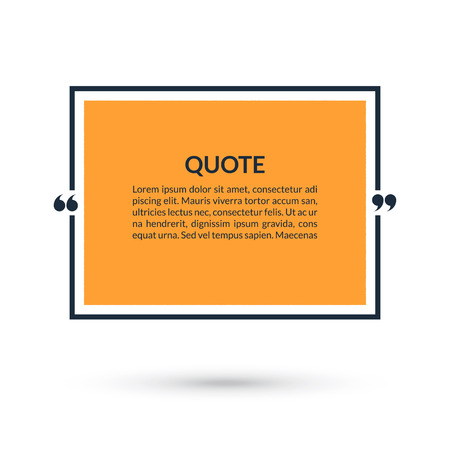 Quote box, speech bubble, text in brackets, citation empty frame isolated on white background. Vector illustrationの写真素材
