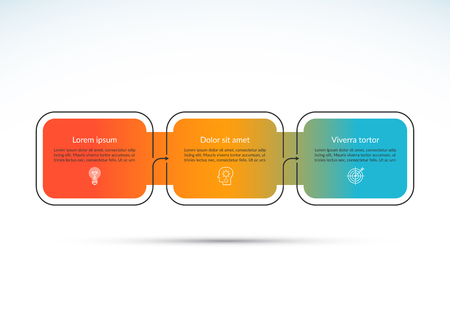 Thin line flat business chart. Vector timeline infographic template with 3 options.のイラスト素材