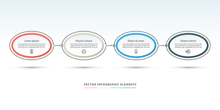 Timeline infographic template of 4 options, steps, parts. Can be used for web design, diagram, chart, graph, business presentation.のイラスト素材