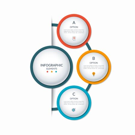 Business infographic semi circle template with 3 optionsのイラスト素材