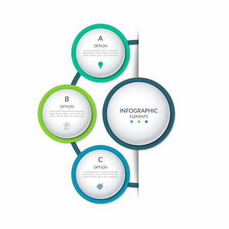 Business infographic semi circle template with 3 optionsのイラスト素材