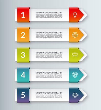 Modern minimal arrow elements for business infographics. Origami style. Vector illustration. Can be used for workflow layout, brochure, diagram, chart, number options, web designのイラスト素材