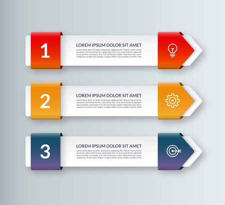 Modern minimal arrow elements for business infographics. Origami style. Vector illustration. Can be used for workflow layout, brochure, diagram, chart, web designのイラスト素材