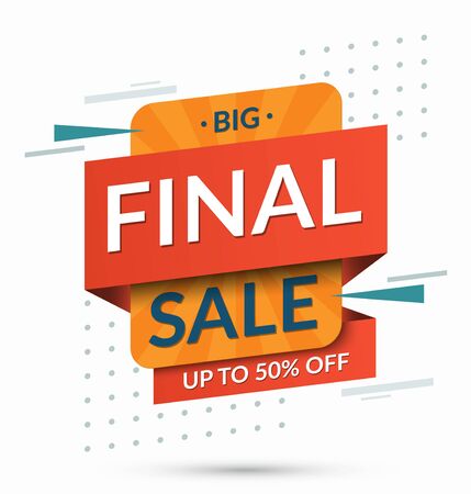 Big final sale banner. Up to 50 percent off sticker, label, badge. Vector background.のイラスト素材