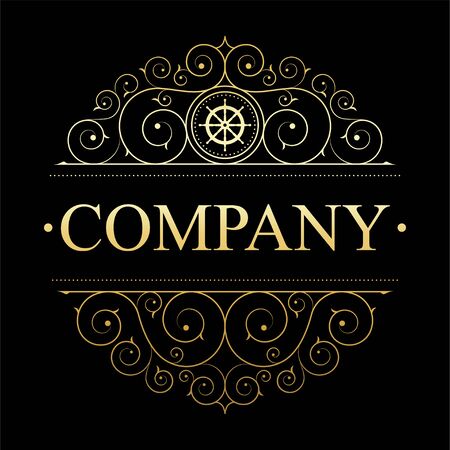 Retro vintage luxury logo template with floral elegant calligraphic elements.のイラスト素材